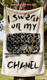 Chanel Classic Flap Bag Sketch Flannel Sofa Throw Blanket IMG_6840